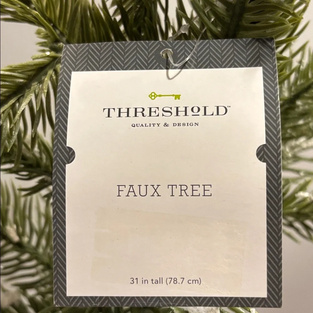Threshold 31” Faux Pine Tree with Light Flocking/Snow in Cream Pot